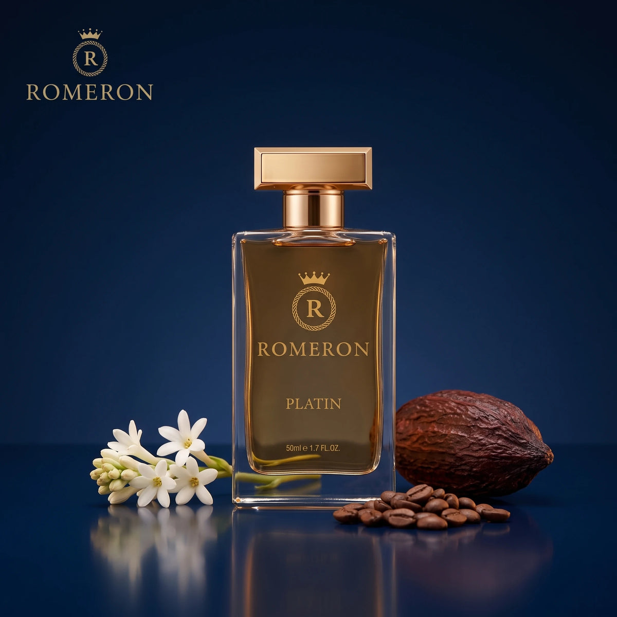 Дамски парфюм Romeron PLATIN 135, 50 мл, с нотки на тубероза, кафе и какао