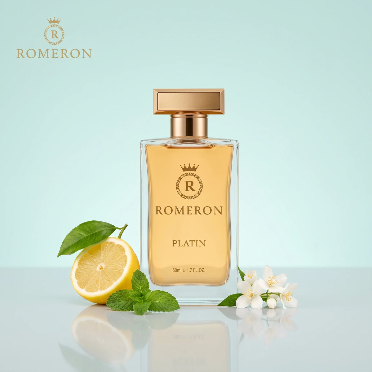 Дамски парфюм Romeron PLATIN 102, 50 мл, с нотки на лимон, мента и жасмин