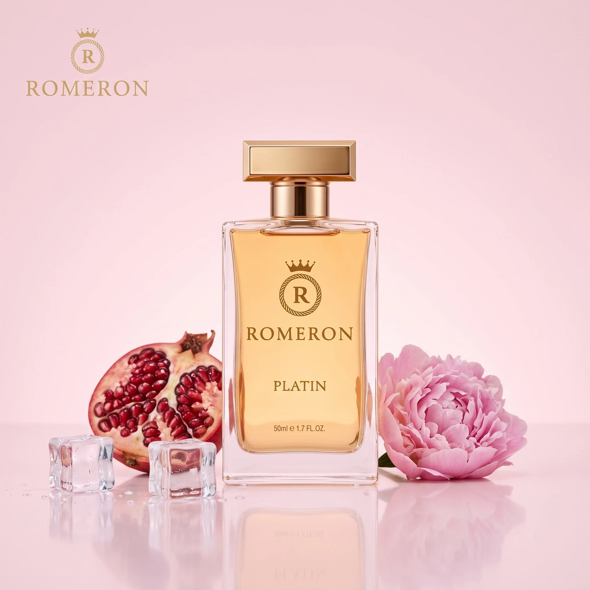 Дамски парфюм Romeron PLATIN 159, 50 мл, с нотки на нар, божур и лед