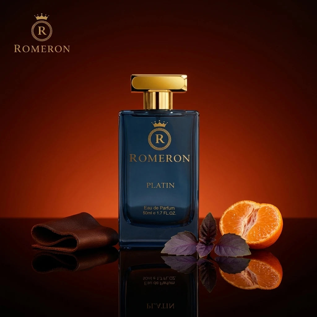 Мъжки парфюм Romeron PLATIN 314, 50 мл, с нотки на кожа, виолетови листа и мандарина