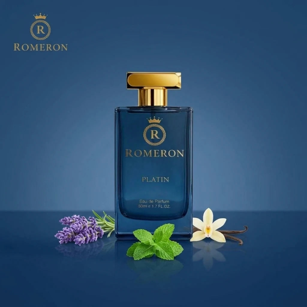 Мъжки парфюм Romeron PLATIN 334, 50 мл, с нотки на лавандула, мента и ванилия
