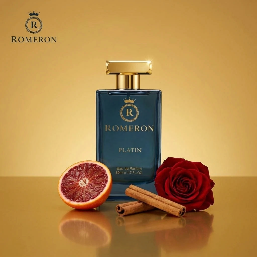 Мъжки парфюм Romeron PLATIN 339, 50 мл, с нотки на канела, кървава мандарина и роза